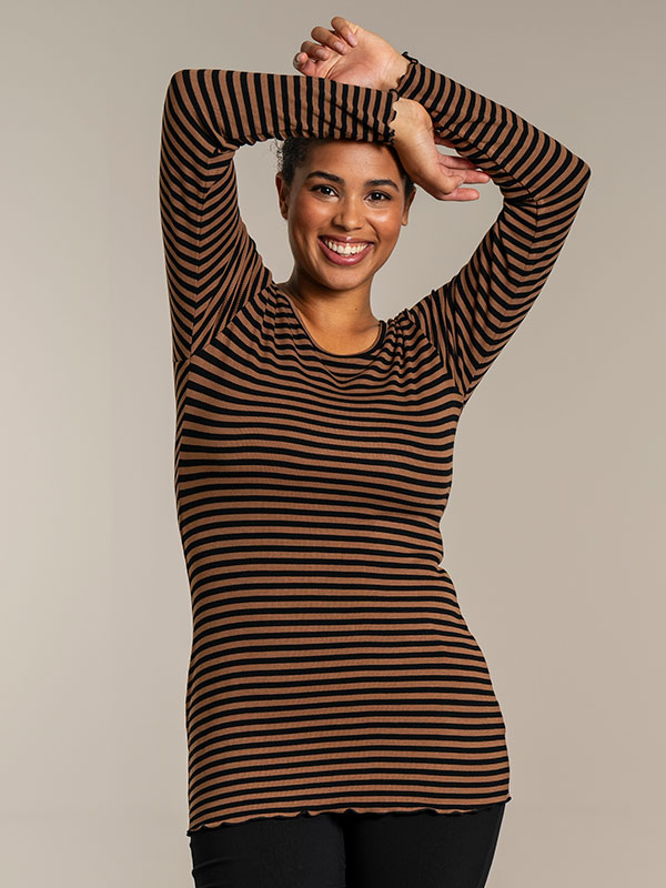 RIB TOP - Plus Size Blouse fra Sandgaard