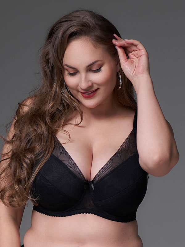 LISA VATTERET PUSH UP - Plus Size Bh met beugel fra Plaisir