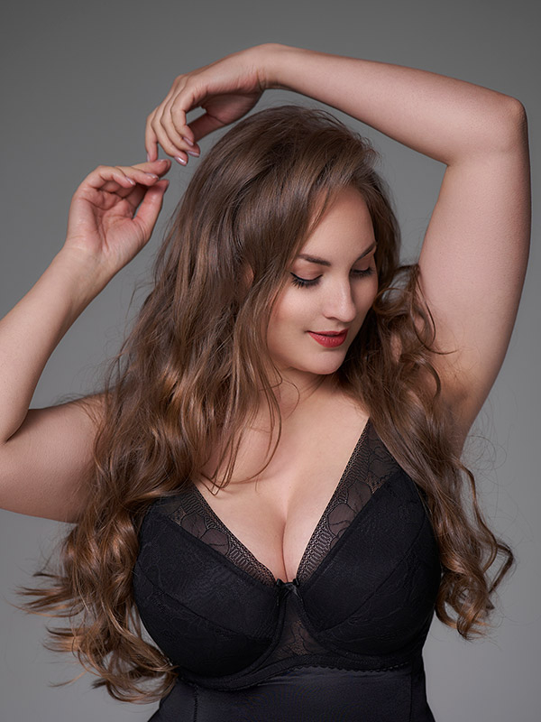 LISA VATTERET PUSH UP - Plus Size Bh met beugel fra Plaisir